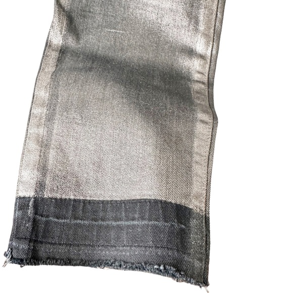 Anthropologie Level 99 Hombre Metallic Raw Hem Distressed Cropped Jeans Size 26 - Picture 5 of 11